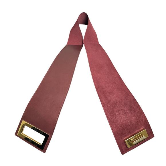Suzi Roher Wide Burgundy Suede Stretch Corset Belt Gold Turnlock Buckle Size L main image 8